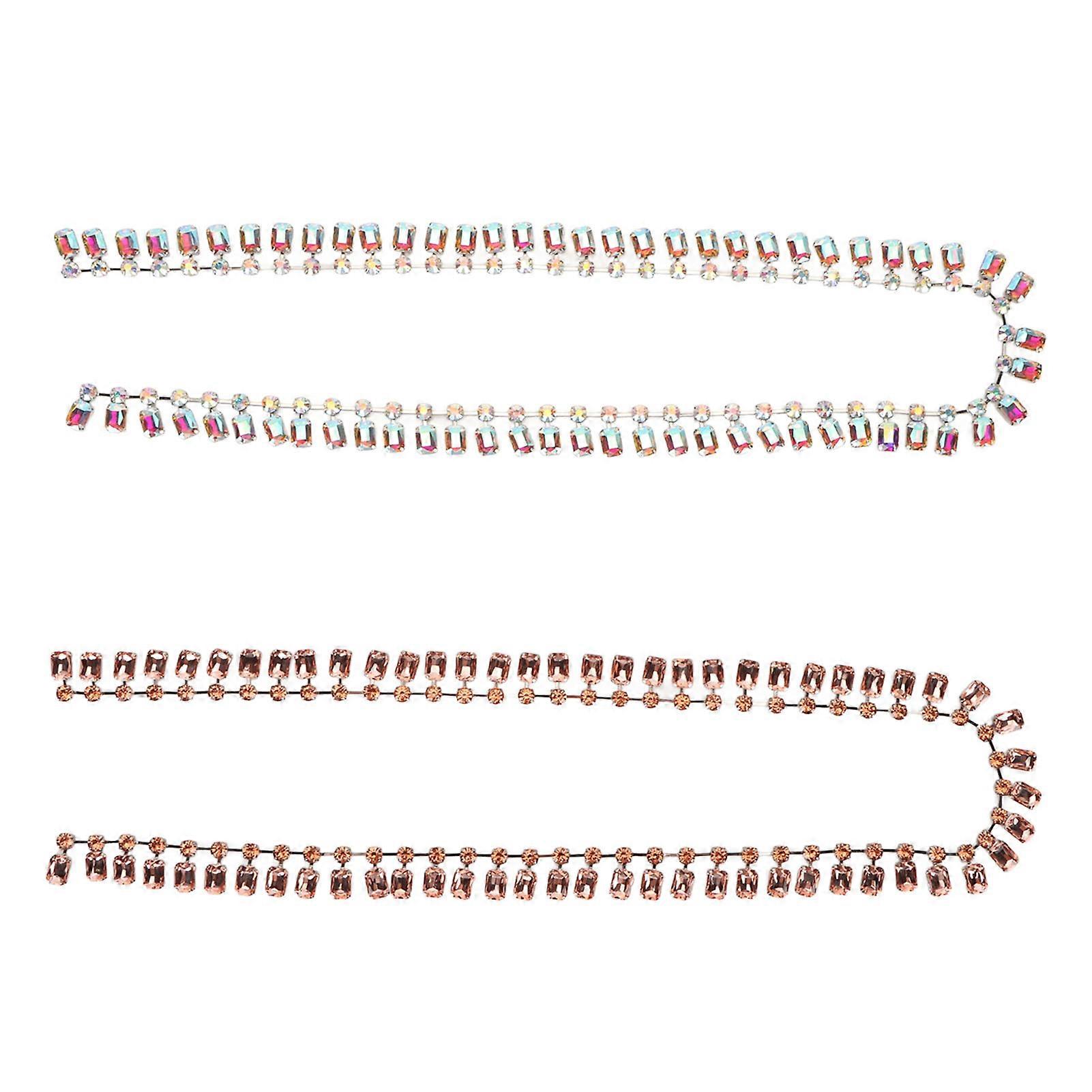 Rhinestone Chain DIY Cuttable Colorfast Champagne AB Color Crystal Rhinestone Chain Trim for Decoration