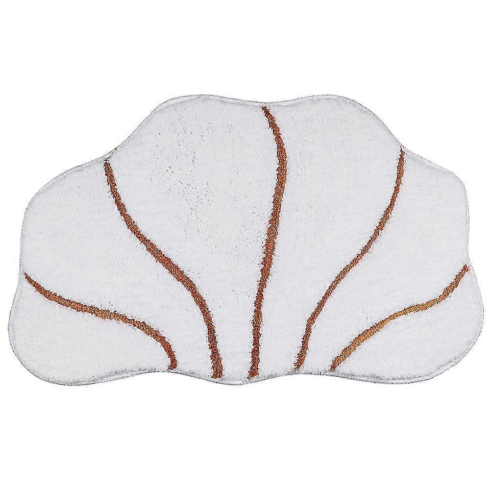 ラグバスマット、かわいいシェルバスルームラグ18x30インチ(ホワイト)