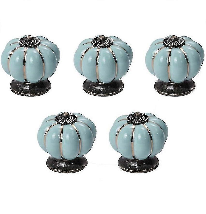 5pcs Kitchen Cabinet Knobs, Retro Ceramic Cupboard Drawer Pull Handle, Door Wardrobe Furniture Handle