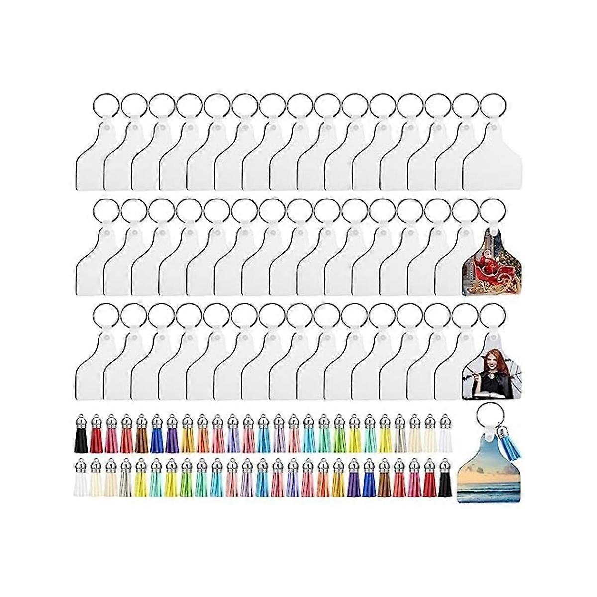 200 Pcs Cow Ear Tag Sublimation Blank Keychains Bulk for Adding Your Favorite Photos, , Quotes