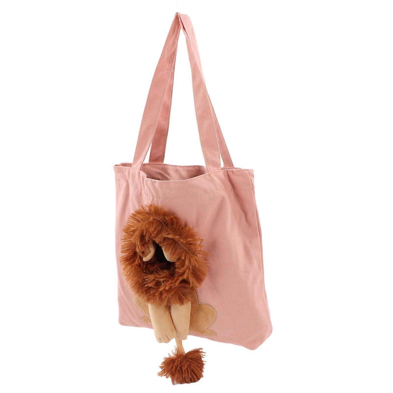 Pet Canvas Bag Cute Lion Shaped Multi Purpose Portable Pet Shoulder Carrying Bag for Under 6lb Cat Type 1