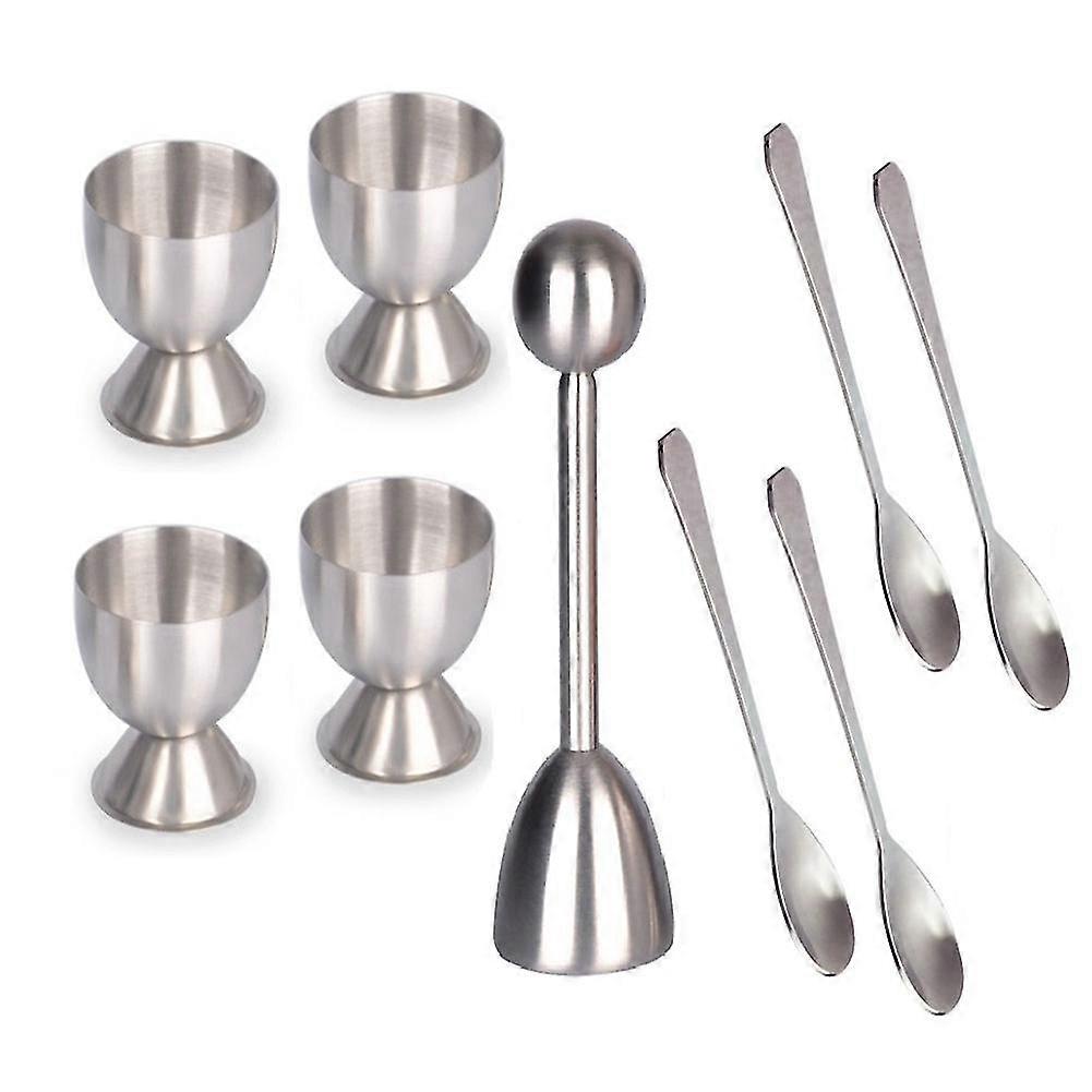 Stainless Steel Egg Cracker Topper Set,hard Boiled Eggs Separator Holder Knocker Opener Egg Accesso