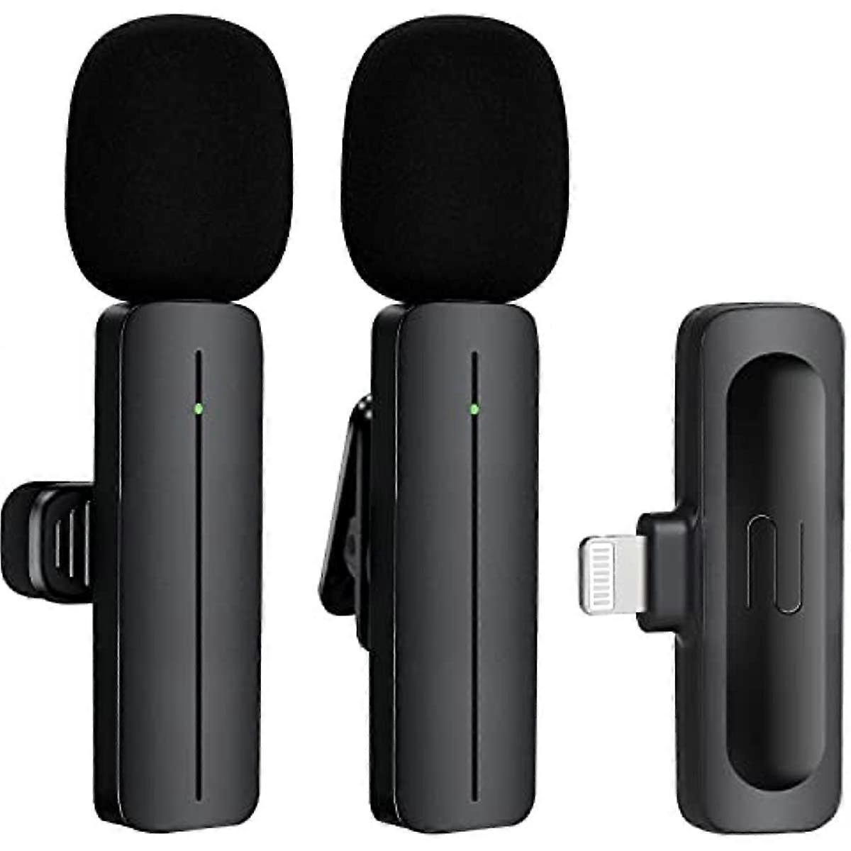 İPhone iPad için Kablosuz Yaka Mikrofonu - Profesyonel Video Kaydı Lav Mic 2 YouTube Röportajı Vlog Canlı Akışı için Klipsli Mikrofonlar