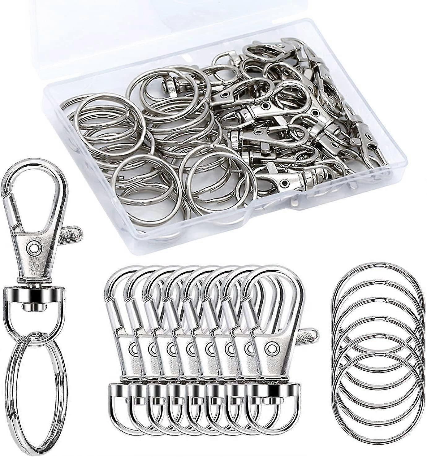 50pcs Premium Swivel Snap Hooks With Key Rings, Metal Swivel Lobster Claw Clasps, 25pcs