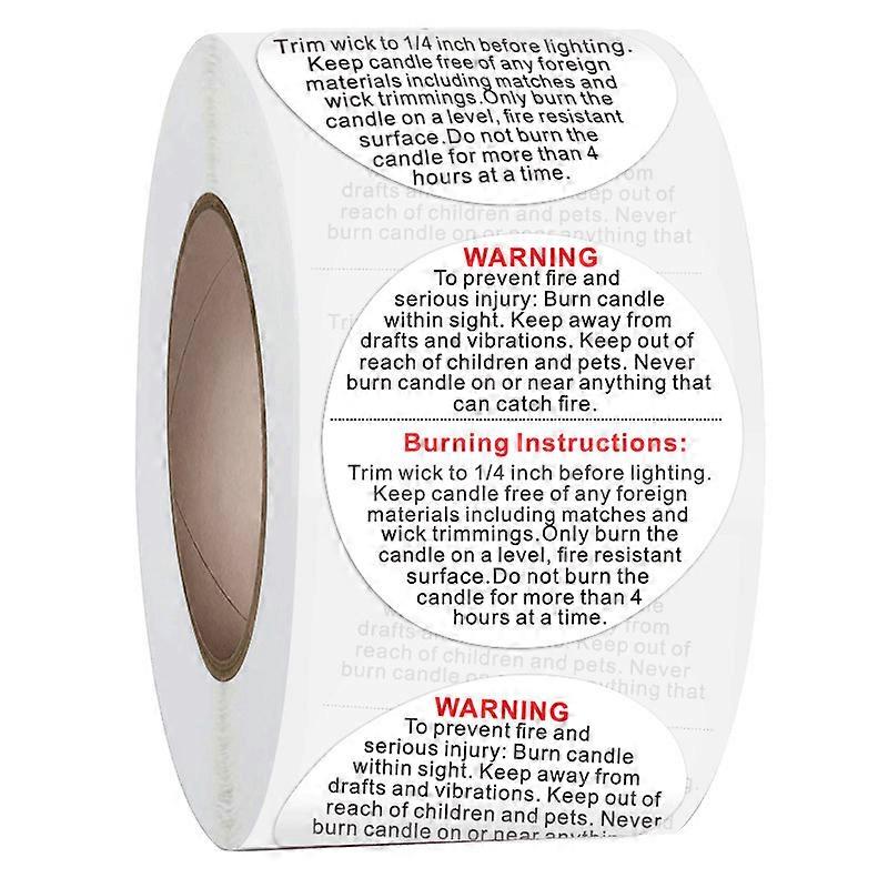 500pcs 3.8cm Warning Label Candle Jar Container Sticker Waterproo