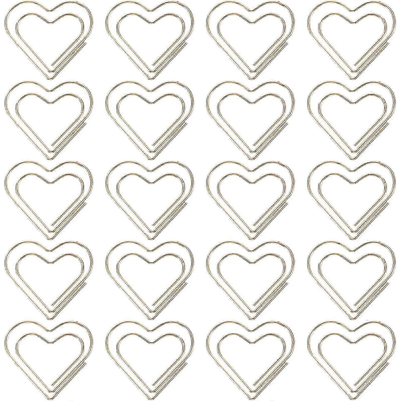 50Pcs File Document Paper Clips Heart Shaped Paper Clips Metal Clips Small Paper Clips Heart Paperclips (Random Style)