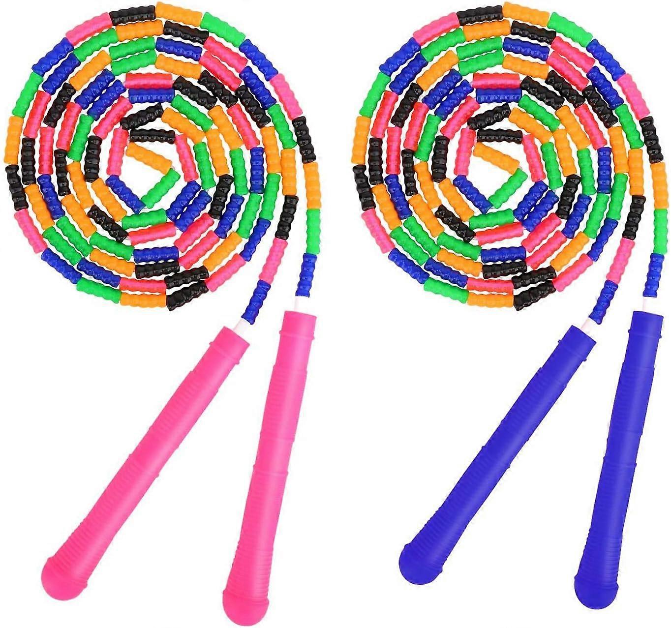 2-Pack Kids Jump Rope, Soft Beaded Jump Rope, Premium Adjustable Free Segmentation No Tangle Workout Fitness Cardio School Speed Jump Rope for Boys