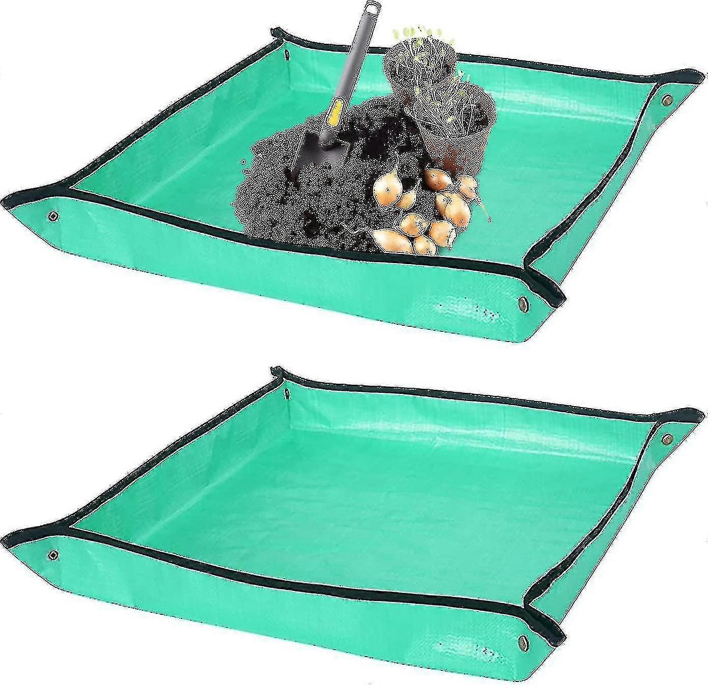 2pcs Waterproof Gardening Mat Foldable Flower Planting Mat 100 X 100cm Potting Tools Semi Vegetable