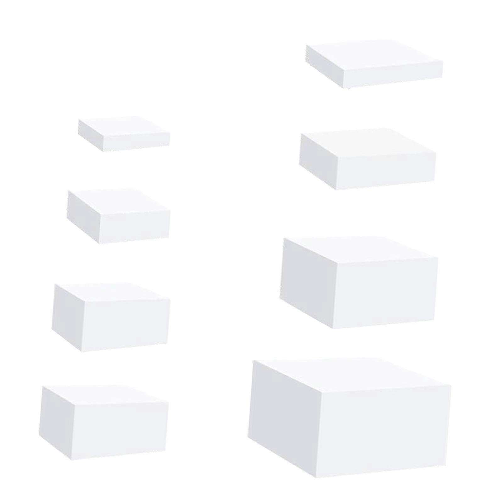 8x Akryl Cube Display Box Riser Nesting Riser Stativ för matkaka dessert vit