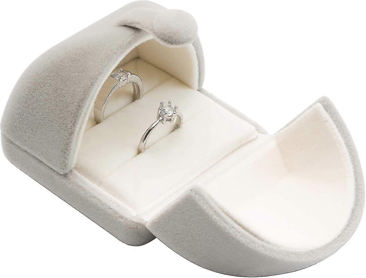 Double Velvet Jewelry Packaging Display Storage Case Wedding Ring Gift Box