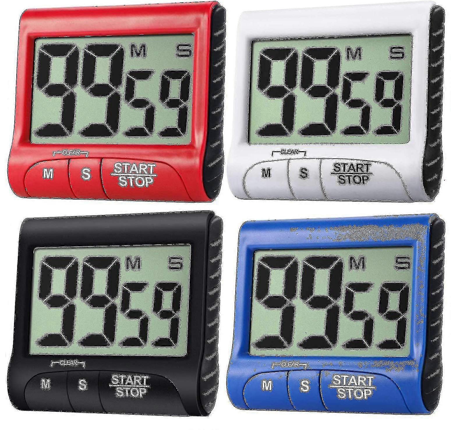 4 Pieces Digital Kitchen Timer Large Display Kitchen Alarm Clock