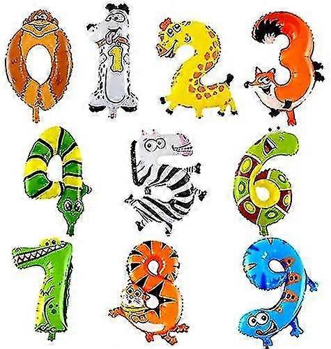 ホイルバルーン動物番号バルーンレターバルーンホイル誕生日パーティー用品動物デジタルアルミバルーン漫画子供誕生日デコレーション