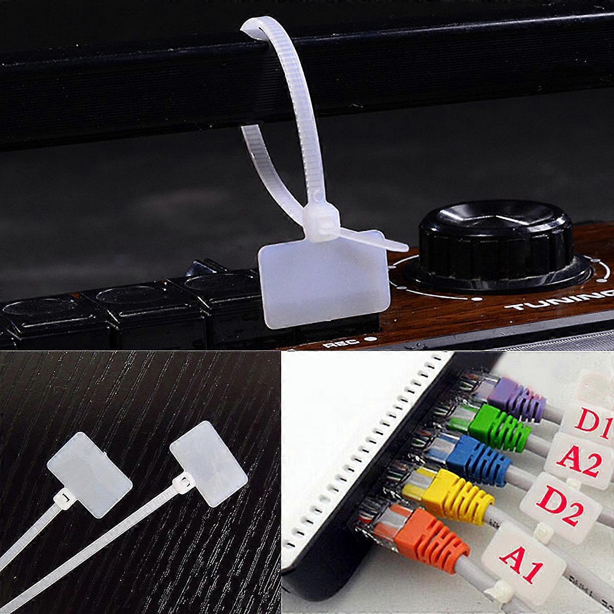Self-Locking Label Tie 100Pcs Zip Ties Write Wire Power Cable Label Mark Tag Nylon Network Cable Marker Cord Wire Strap Zip