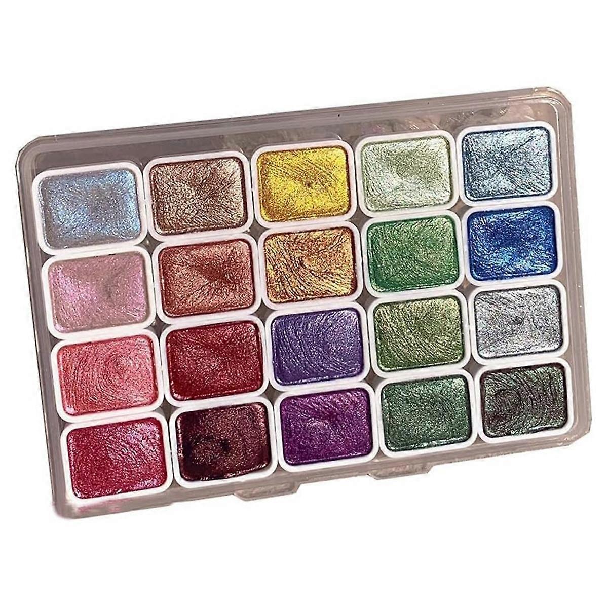 20 Colors Watercolor Painting Set, Metallic Watercolor Paint Set, Glitter Watercolour Solid Paint Box,(1ML-A)