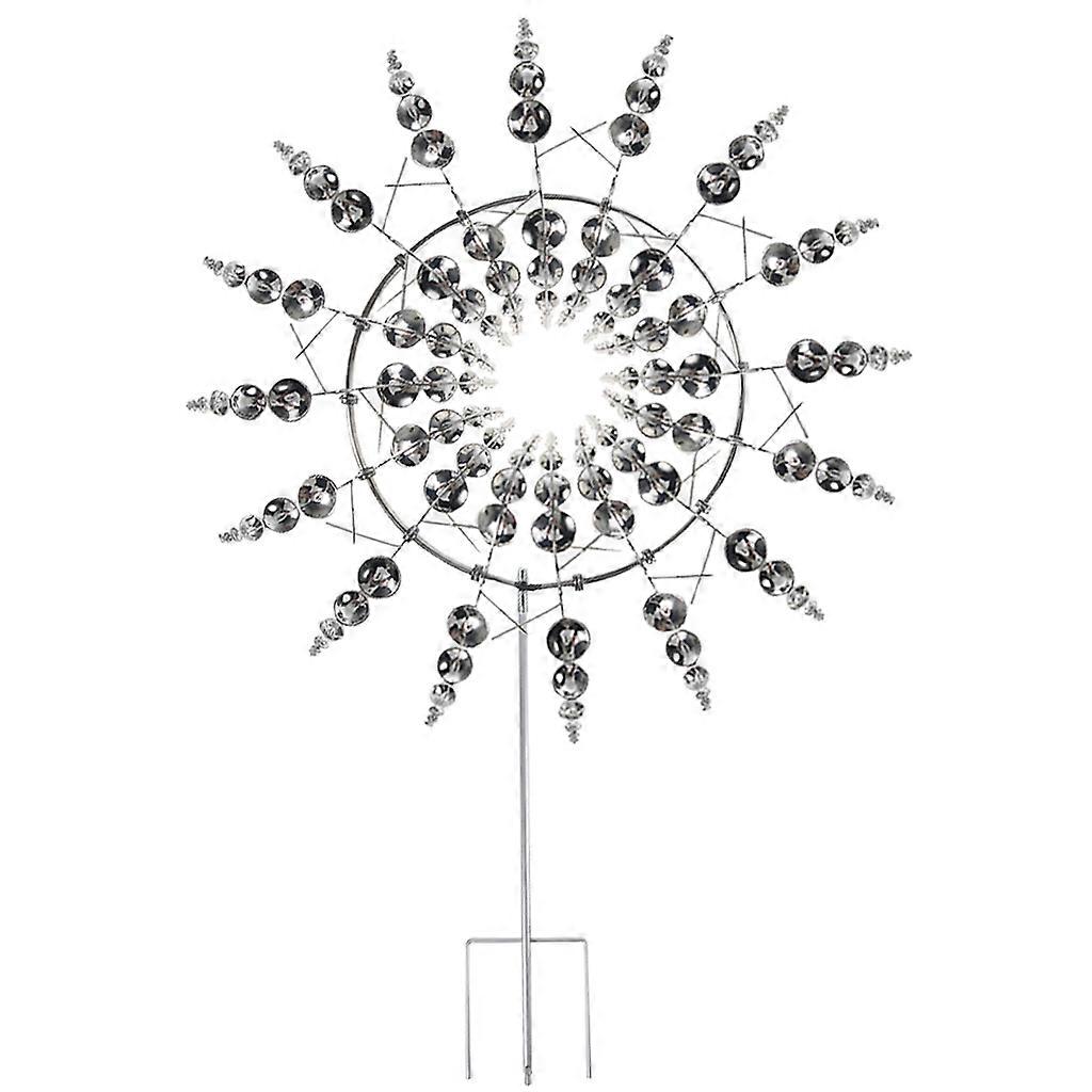 Unique Metal Windmill Geometric Kinetic Wind Spinner Catcher with Stake Decor
