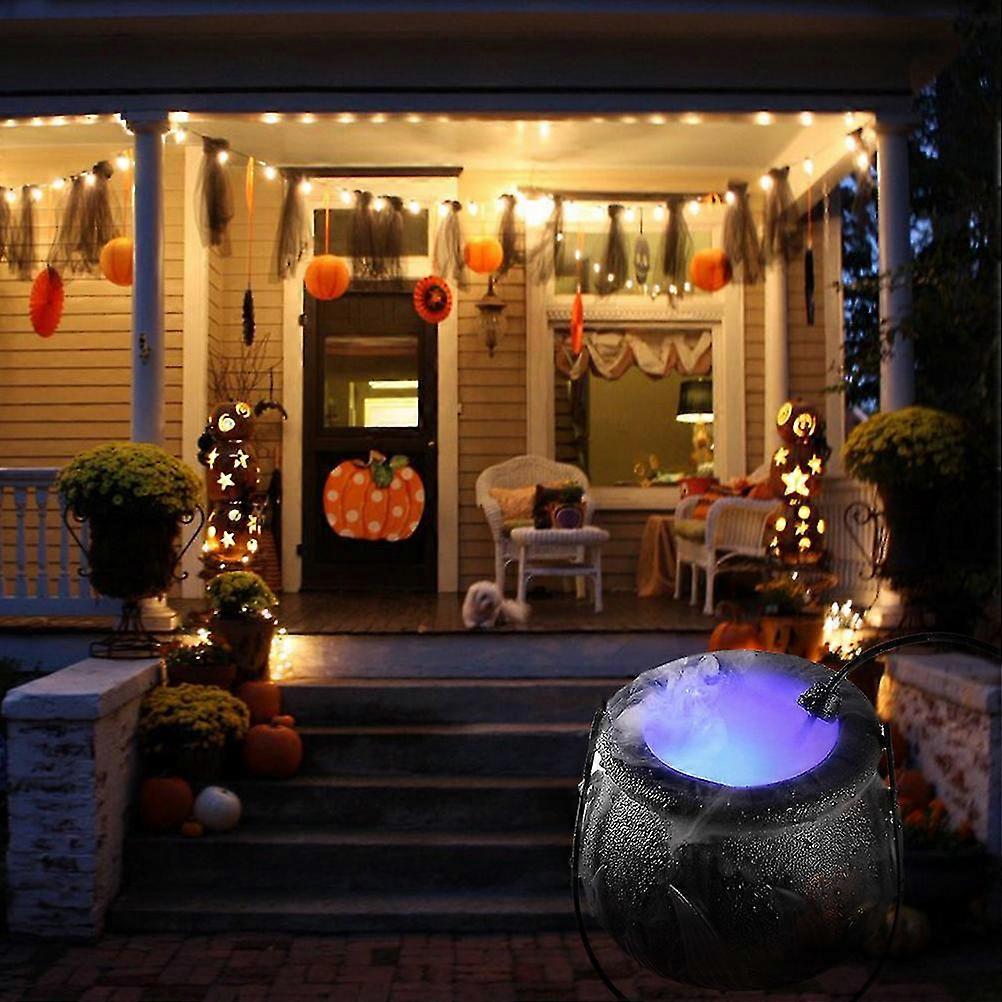 Halloween Witch Pot Smoke Machine Fogger with Color Changing LED Light - UK 220V
