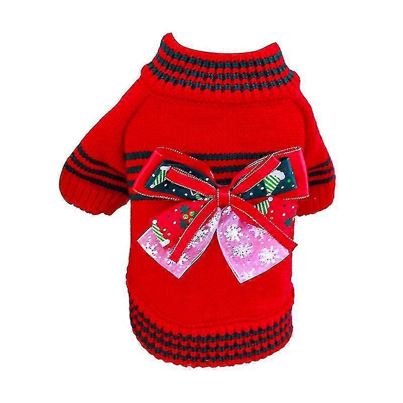Hundekleidung Feine Verarbeitung Fliege Weich Bequem Leicht Hlt Warm Polyester Weihnachtselemente Hundepullover Fr Den Winter Qinhai - Rot S-