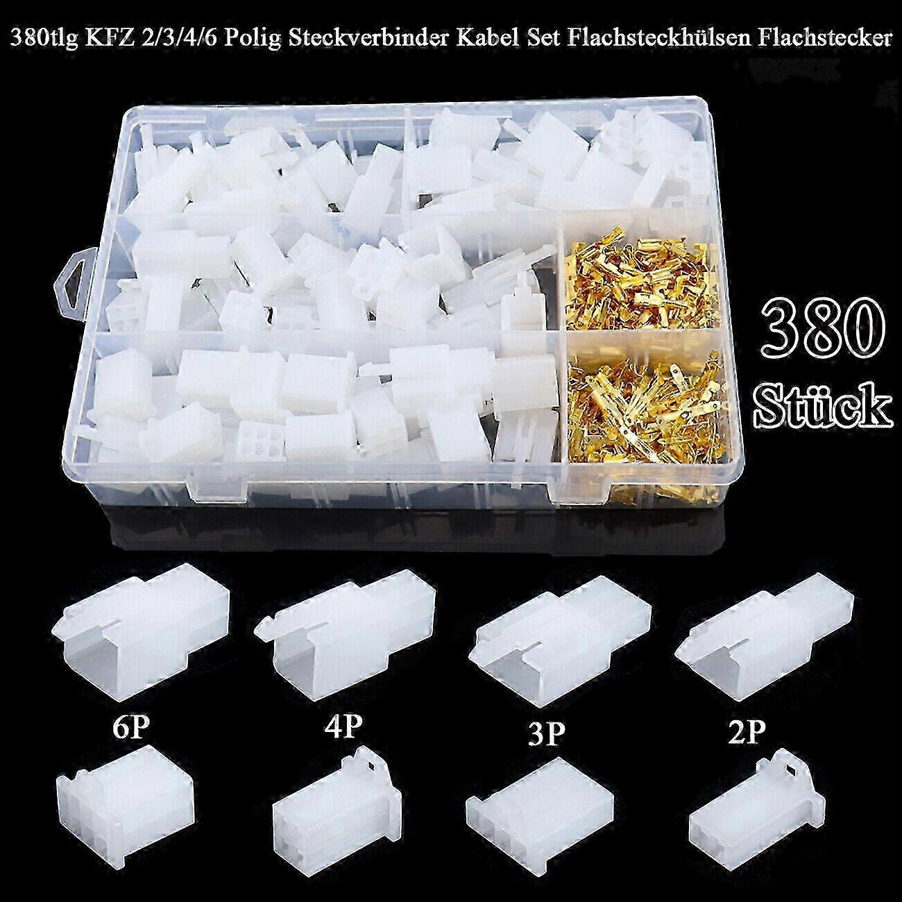 380x connector assortment vehicle plug 2-6 pin car socket set 1.0-2.5 mm