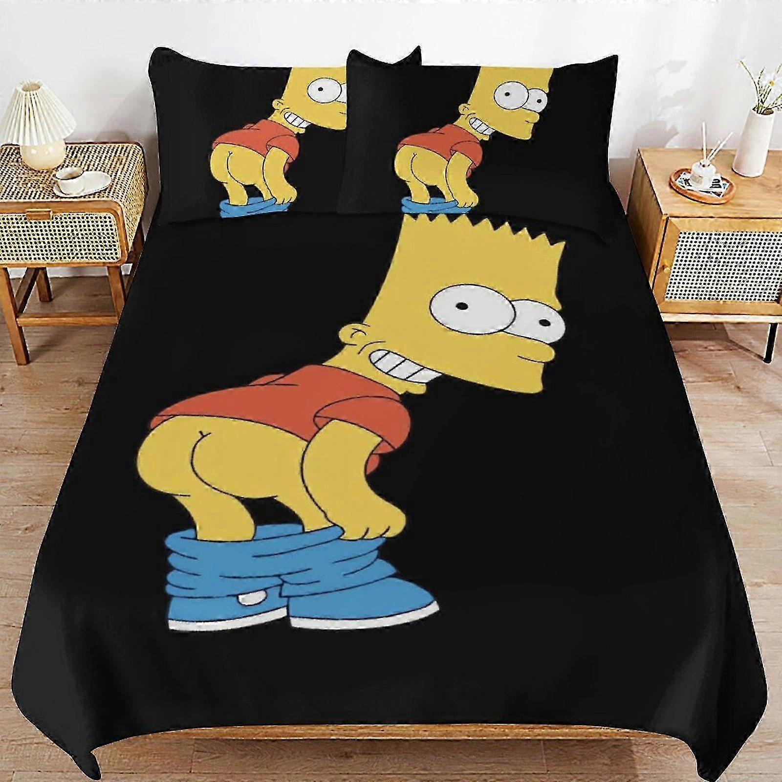 n771 Lakens The Simpsons Bed Dekbedovertrek Microvezel Beddengoed Se3D Geprint Lichtgewicht3-delig Dekbed Se, Brengt u wath (1 Dekbedovertrek en 2 Pi