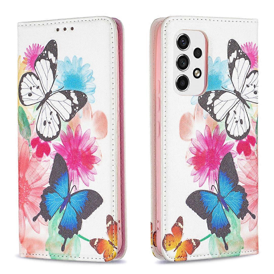 Magnetic Auto-absorbed Drop-resistant Pattern Printing Leather Case Wallet Stand Phone Flip Cover for Samsung Galaxy A53 5G