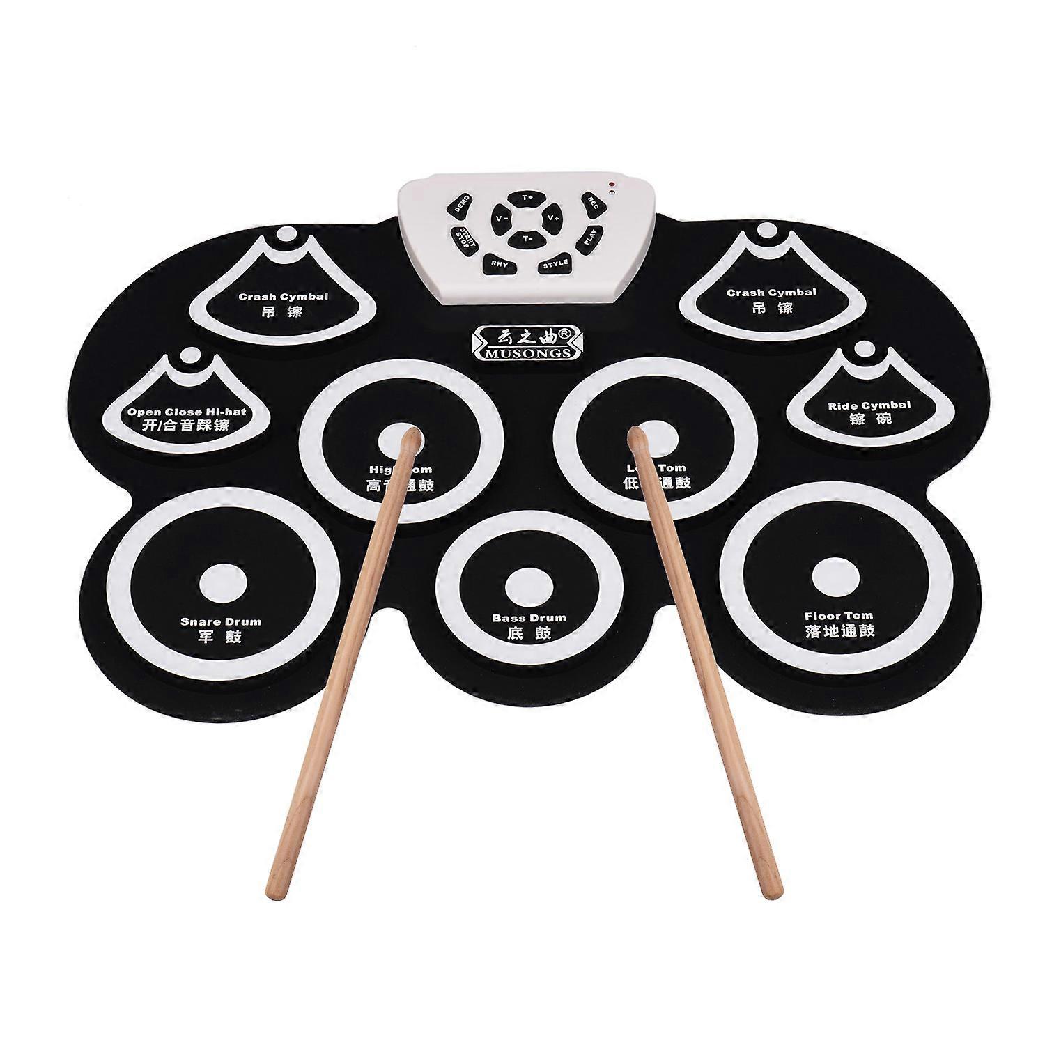 Silicone Portable Foldable Digital USB Roll-up Electronic Drum Pad Kit with Stick and Foot Pedal