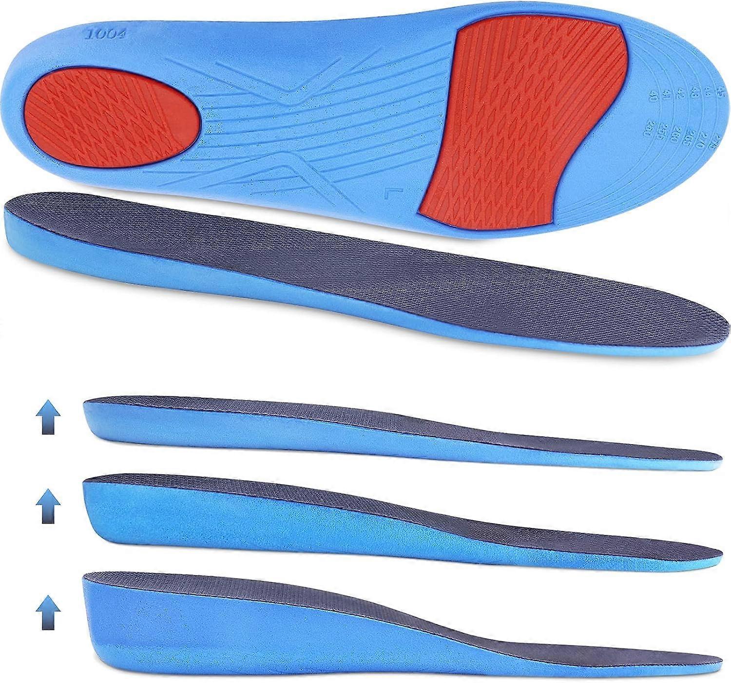1 pair-Men's size 40-45, 2.3 cm height increase-shoe insoles to increase height, breathable elastic pads to absorb shock and replace sports insoles fo