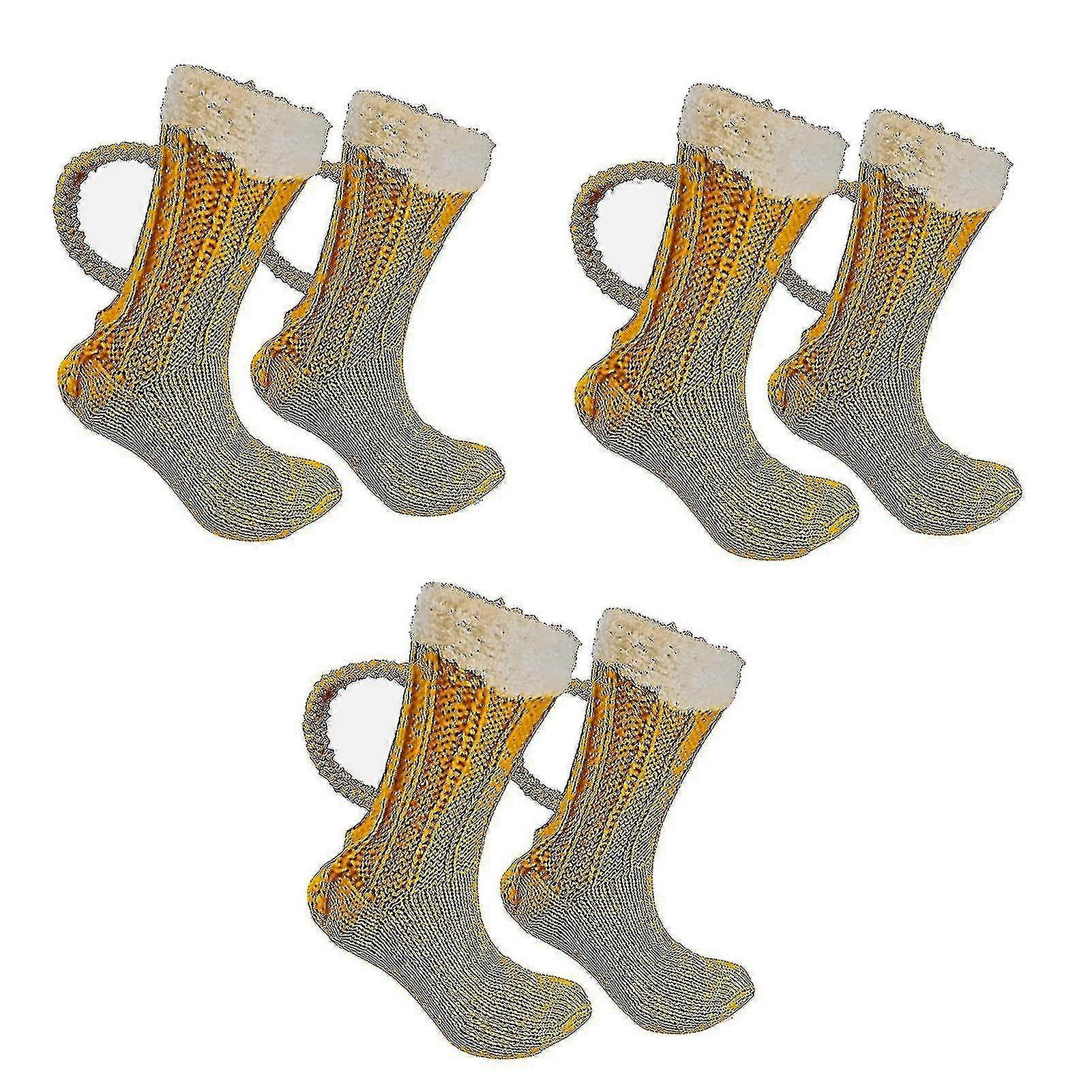 3d ölmugg strumpor söt unisex rolig nyhet gul stickade strumpor vinter varm tjock golvstrumpa för män a