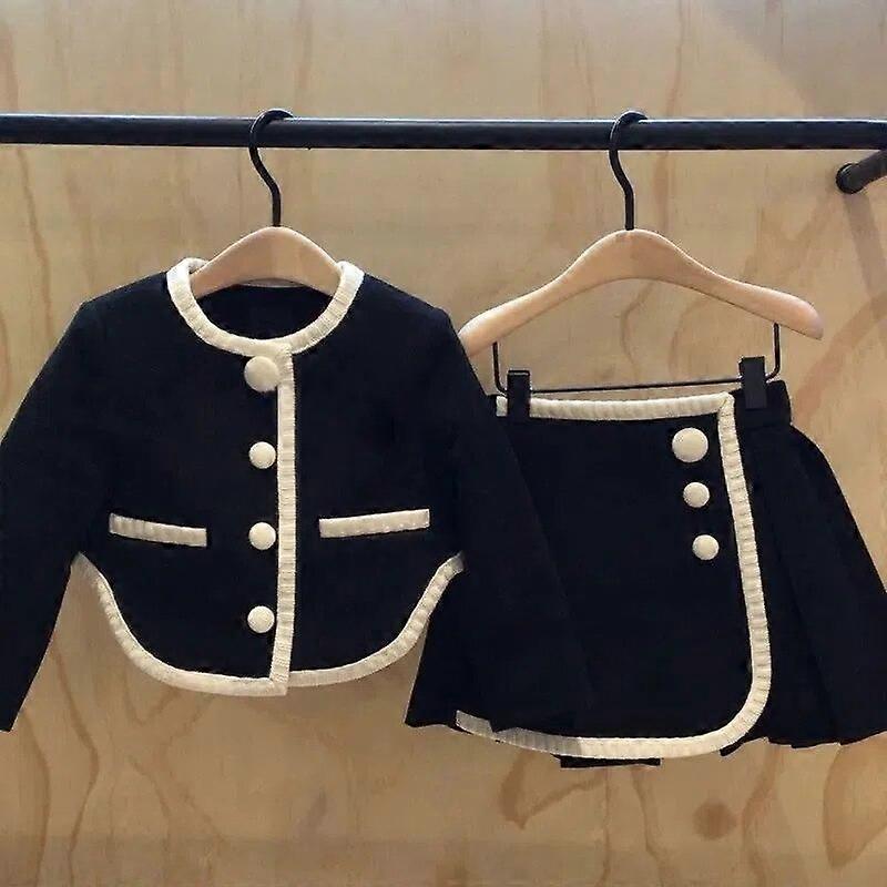 Fille 2 Pièces Tweed Ensemble Costume D'hiver Vêtements pour 1-10 Ans Coton Rembourré Veste Manteau + Jupe Enfants Tenues Classiques
