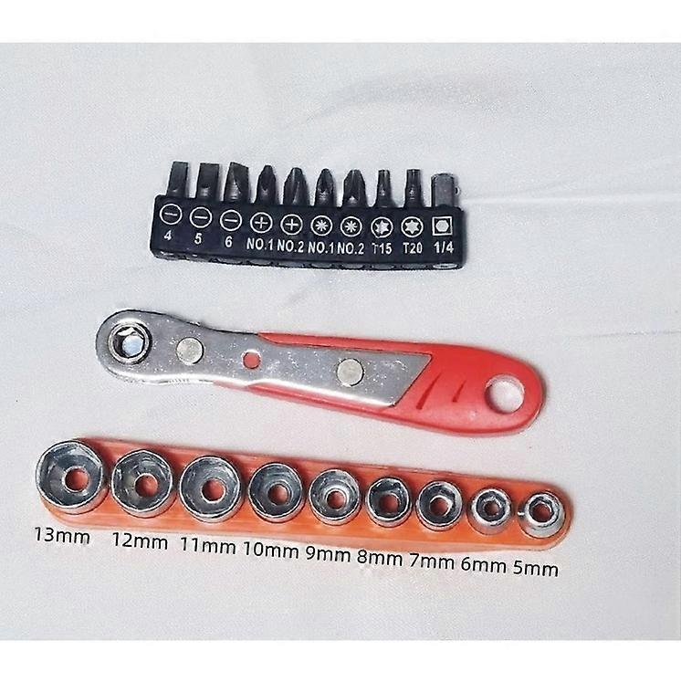Ratchet wrench + 10 set heads + 9 sockets