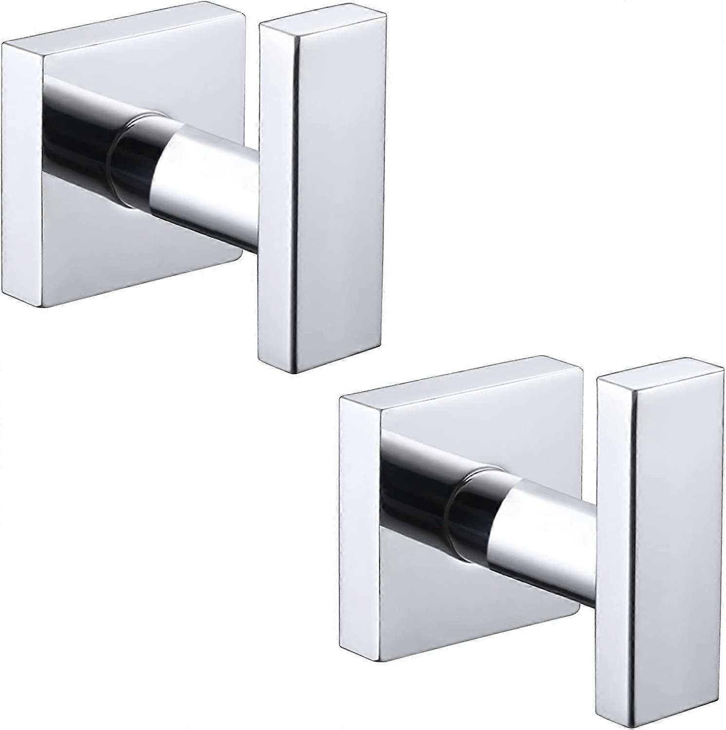 Bath Towel Hooks 2 Pack, Simple Angle Stainless Steel Square Robe Coat Rack for Wall