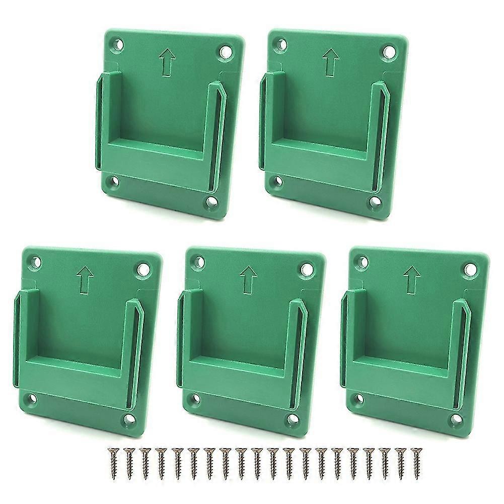 5Pcs Wall Mount Holder Tool Storage Rack Bracket Fixing Devices for // 18V 36V Power Tool Green