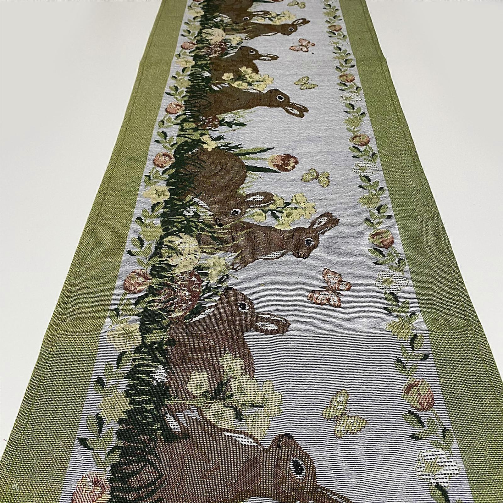 Table Runners Bunny Pattern Easter Supplies 33*183cm Cotton And Linen