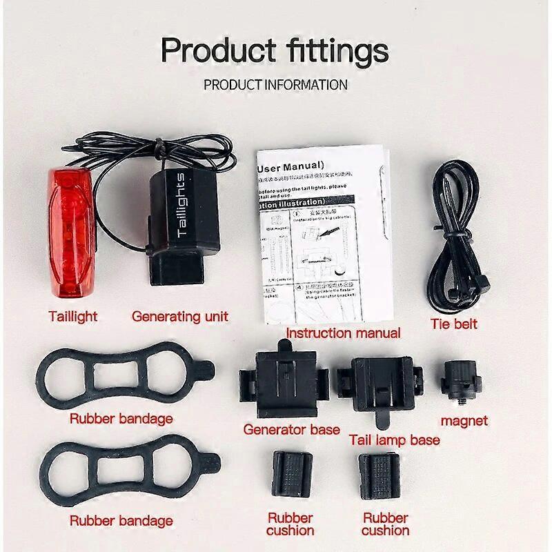 Self Powered Magnetic Induction Bicycle Light Bike Warning Lamp Waterproof Cycling Taillight Bike Rear Light Bike Accessories