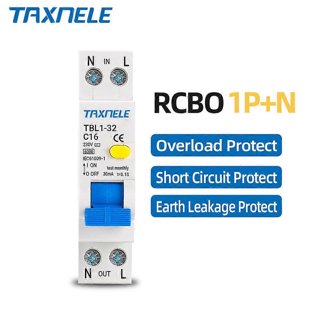 18MM Mini 230V 50/60Hz RCBO 1P+N 6KA Residual Current Differential Automatic Circuit Breaker Over Current Leakage Protection