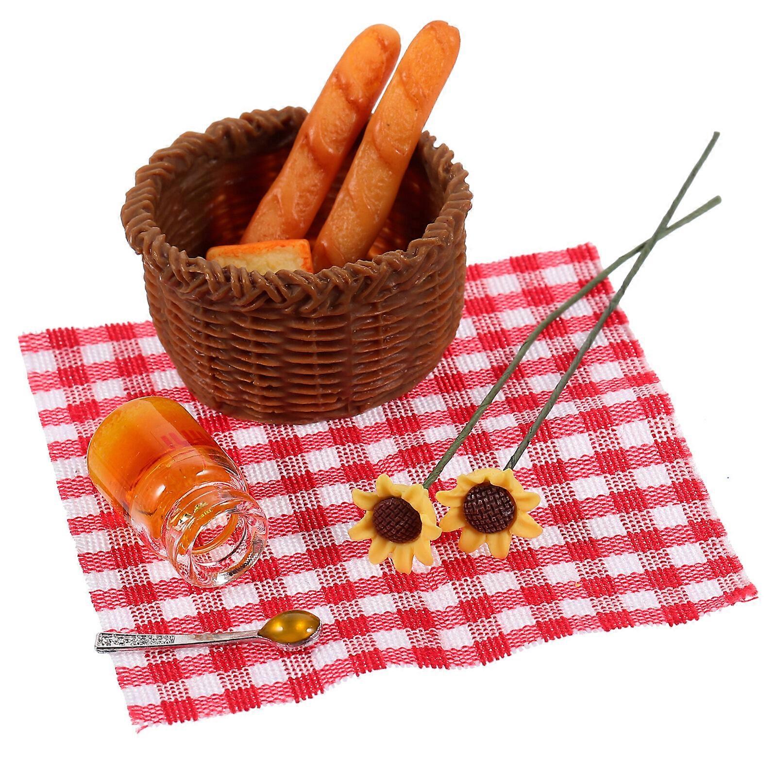 1 Set von Miniatur Brot Modell Kit Mini Brot Korb Miniatur Brot Korb Modell Puppe Haus Brot Korb