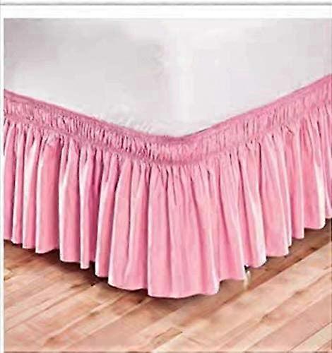 Polyester Bed Skirt Solid, Elastic Dust Ruffles Bedskirts Durable, Wrap Around Three Fabric Sides wi