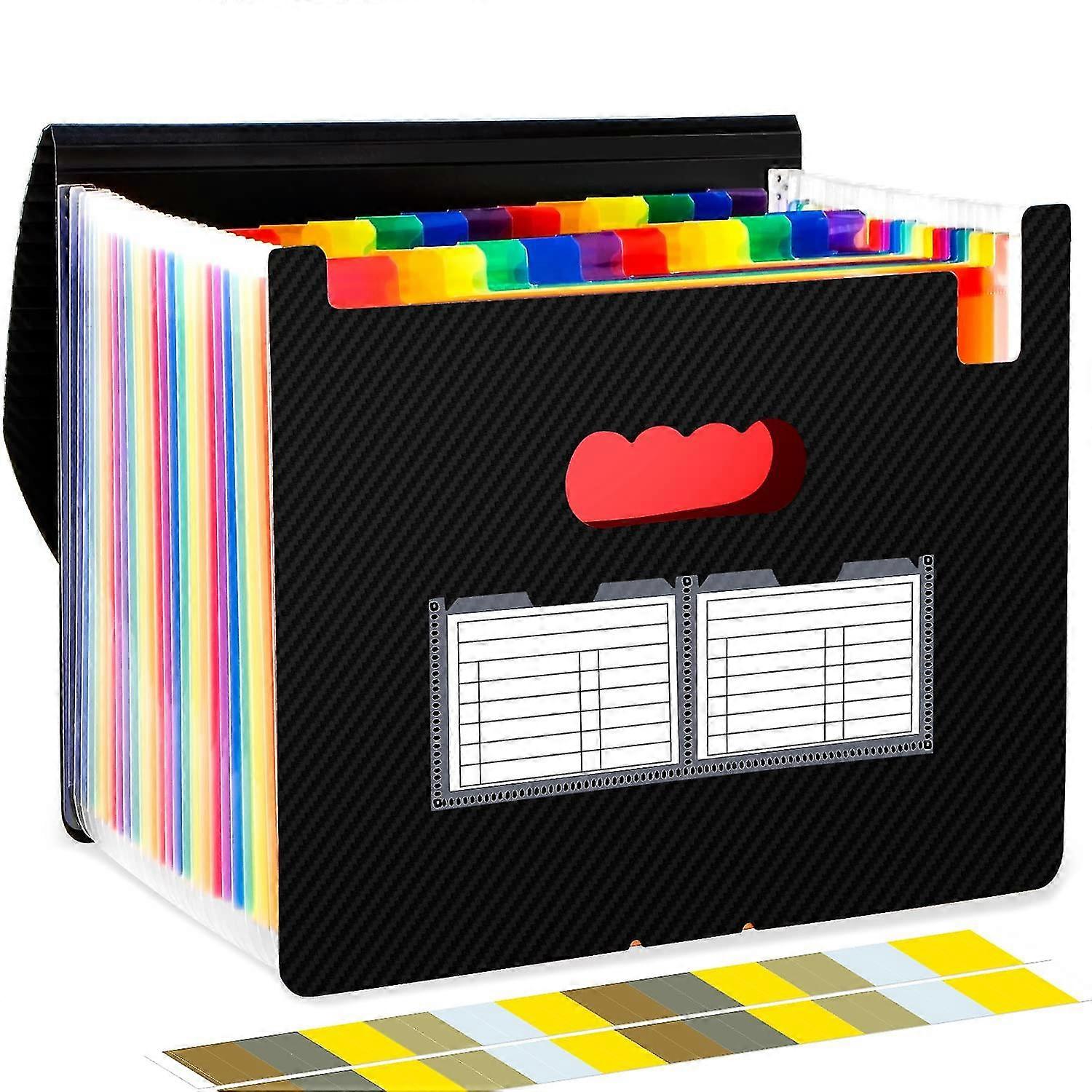 Expanding File Folder, 12/24 Pockets Accordian File Holder Organizer, A4 Letter Size Paper Document Receipt Organizer Accordion Filing Folder