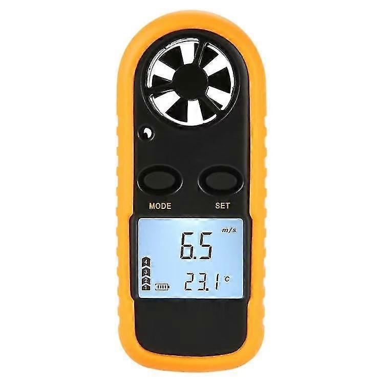 Flight/navigation Digital Lcd Anemometer 1 Piece, Yellow (with Battery)
