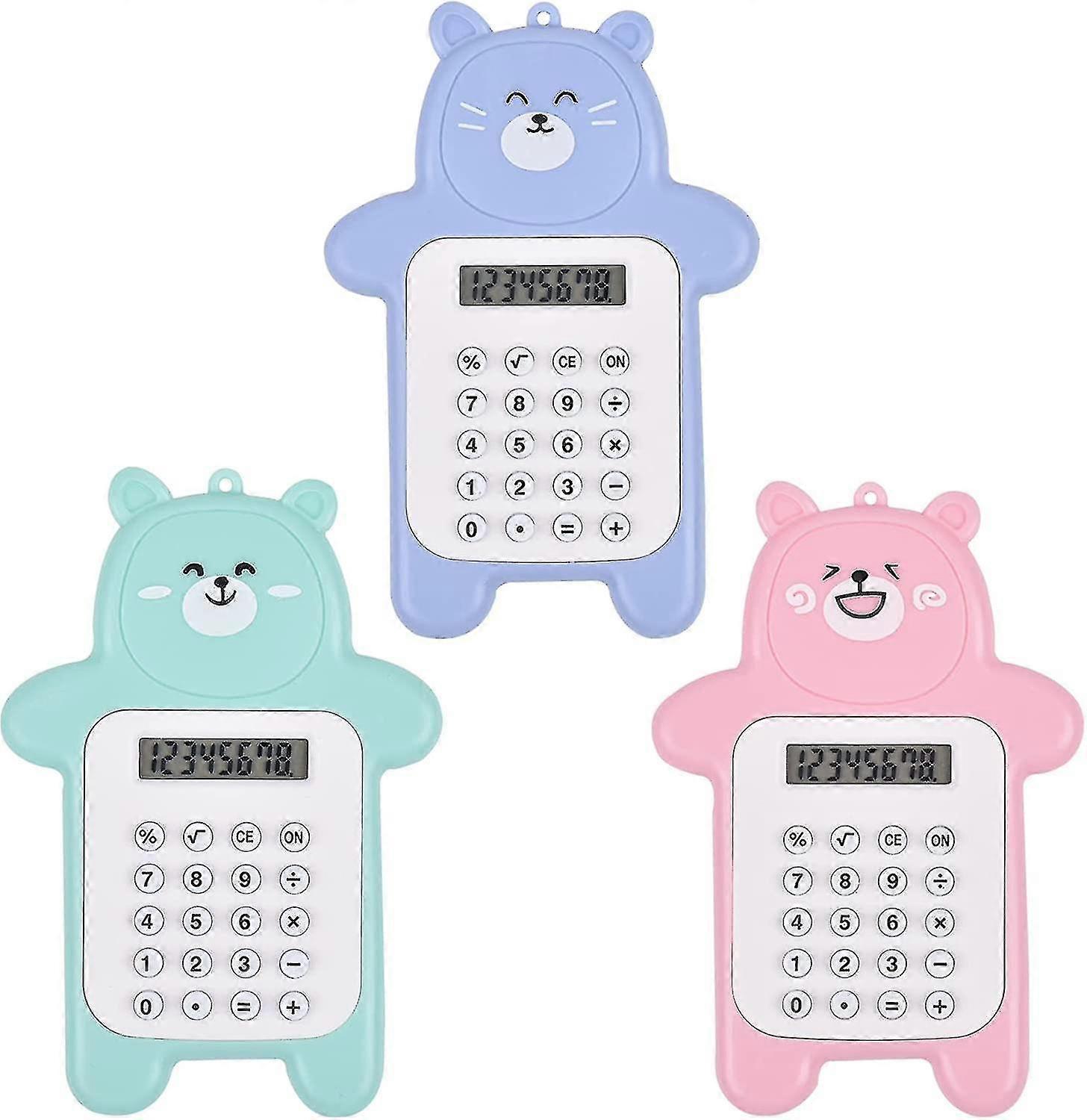 3 Pcs Pocket Calculator 8-digit Display Basic Calculator, Cute Cartoon Office Calculators Mini Calculator, Portable Calculators