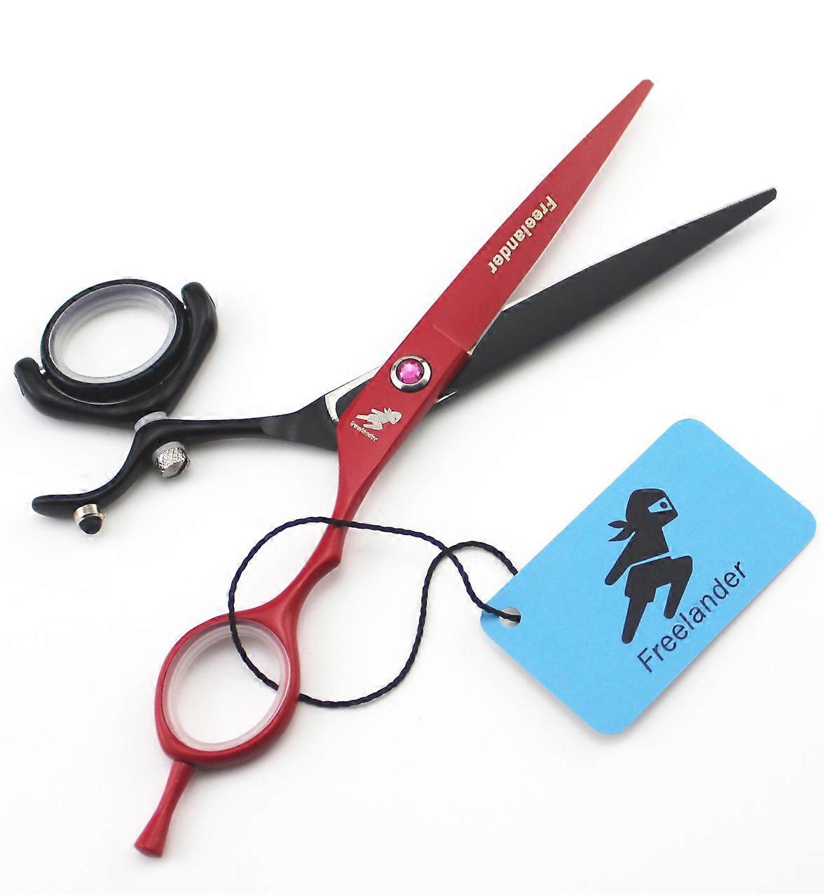 Black And Red Paint 6.0 Inch Flying Scissors Flat Scissors Tooth Scissors 360 Degree Rotating Handle Set
