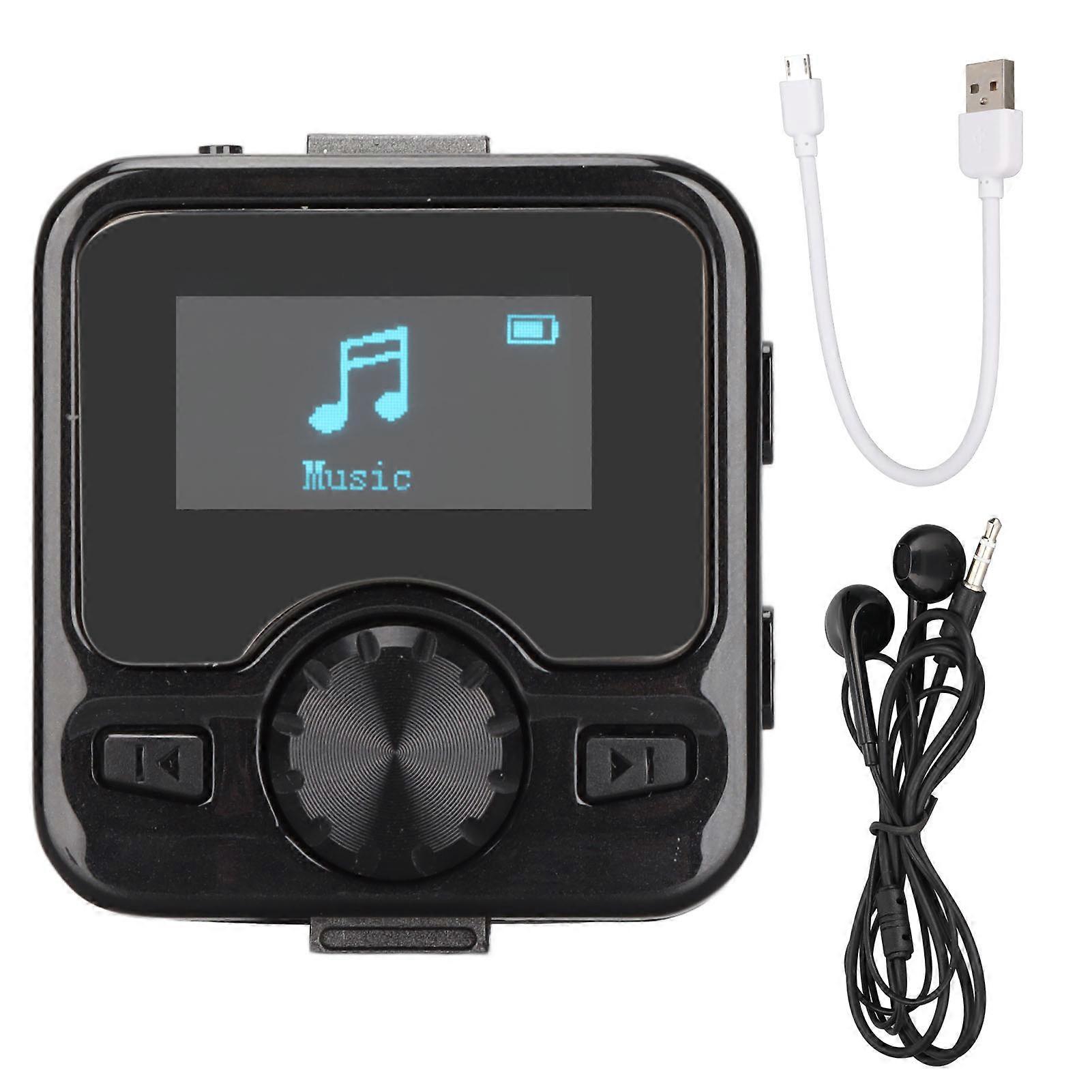 مشغل MP3 HD الحد من الضوضاء USB شحن صوت المنشط مسجل مشغل موسيقى مع راديو FM لتشغيل الرياضة الإنجليزية والصينية ، BT ، أسود 16 جيجابايت