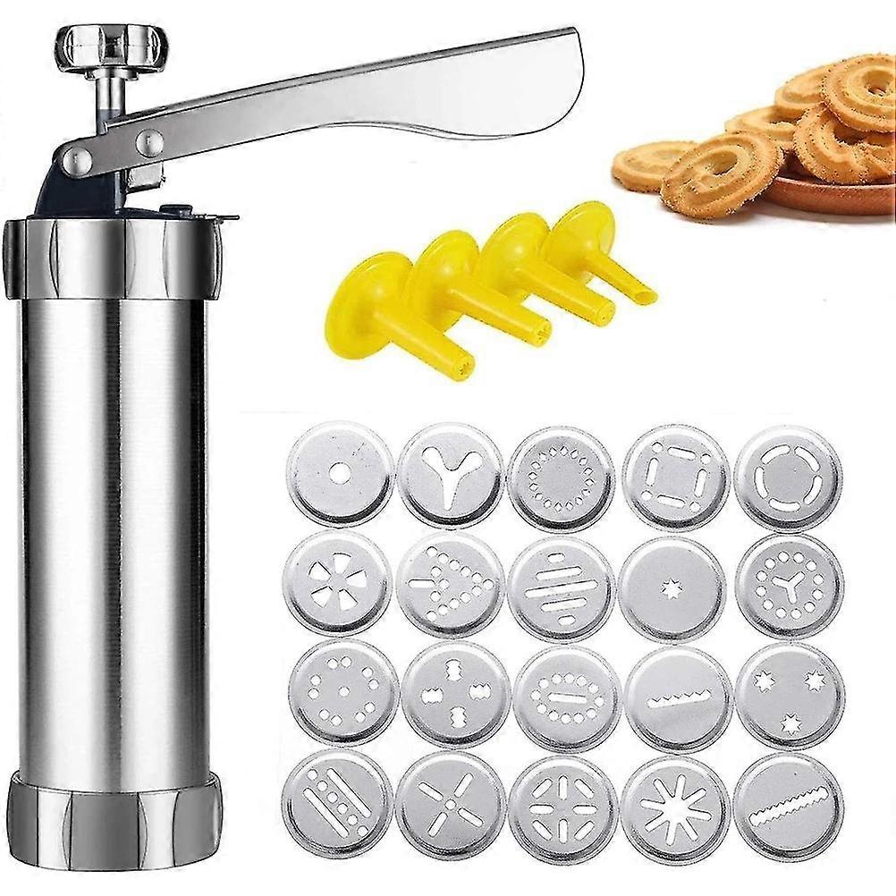 Biscuit Press Gun With 20 Cookie Trays 4 Nozzles Baking Tool Set Dessert Decoration