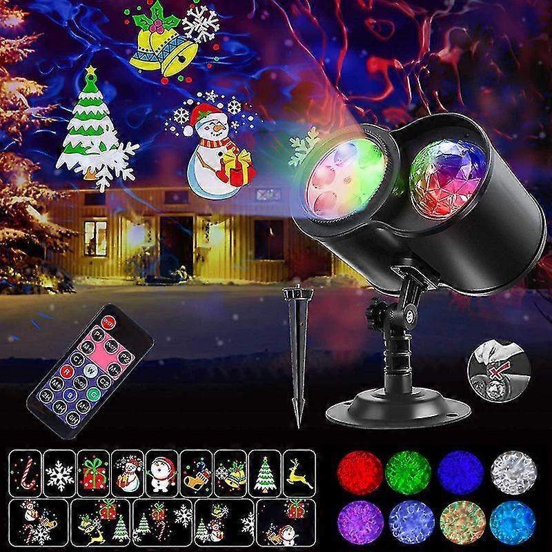 Christmas Halloween Led Projector Lamp, 20 Patterns Water Wave  Pattern Waterproof Projector Light With Remote Control, Projection Lamp Lighting Deco