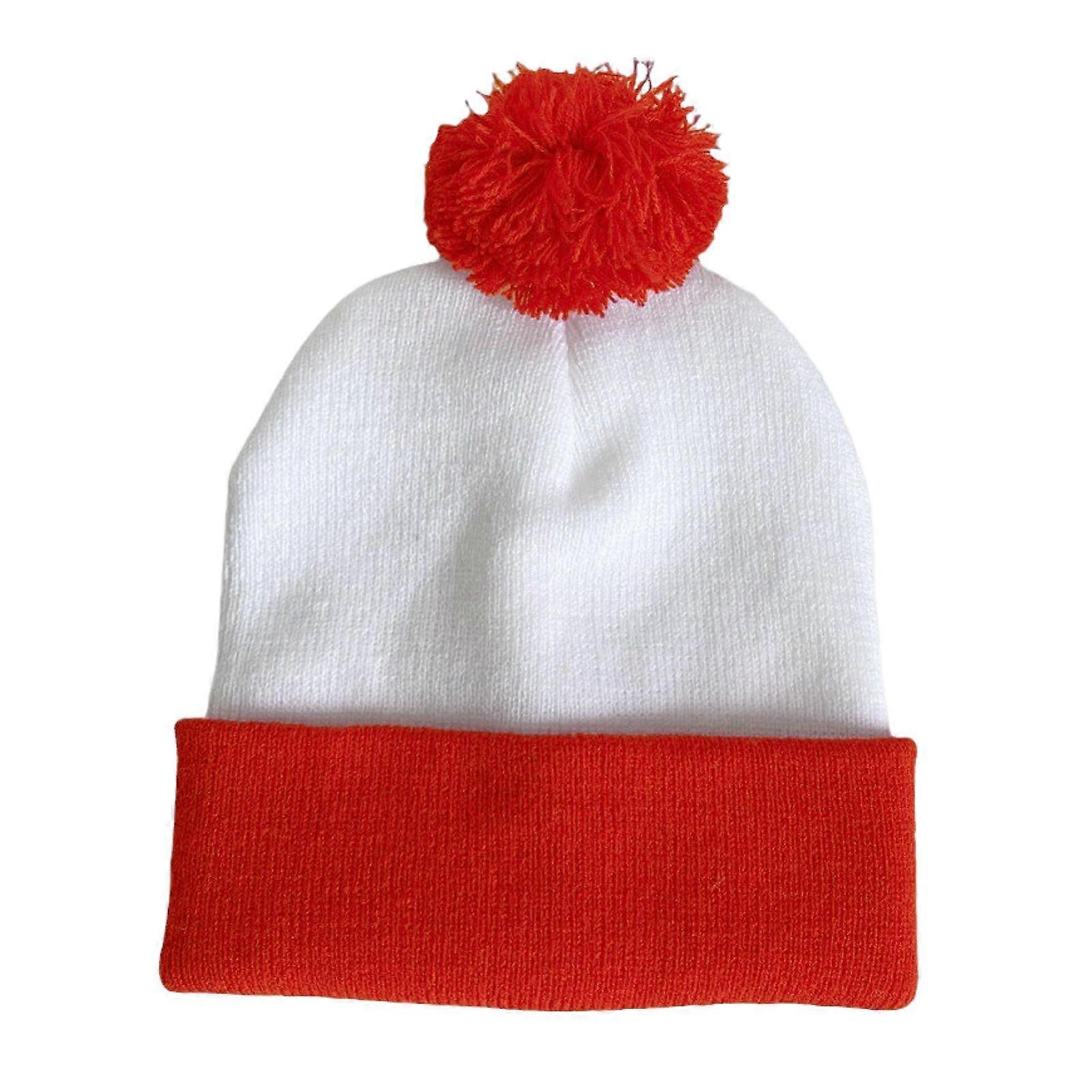 Winter Knitted Hat Contrast Color Pom-pom Hat Stretchy Folded Brim Beanie Double-layered Cold Weather Christmas Headwear Photo Prop Hat