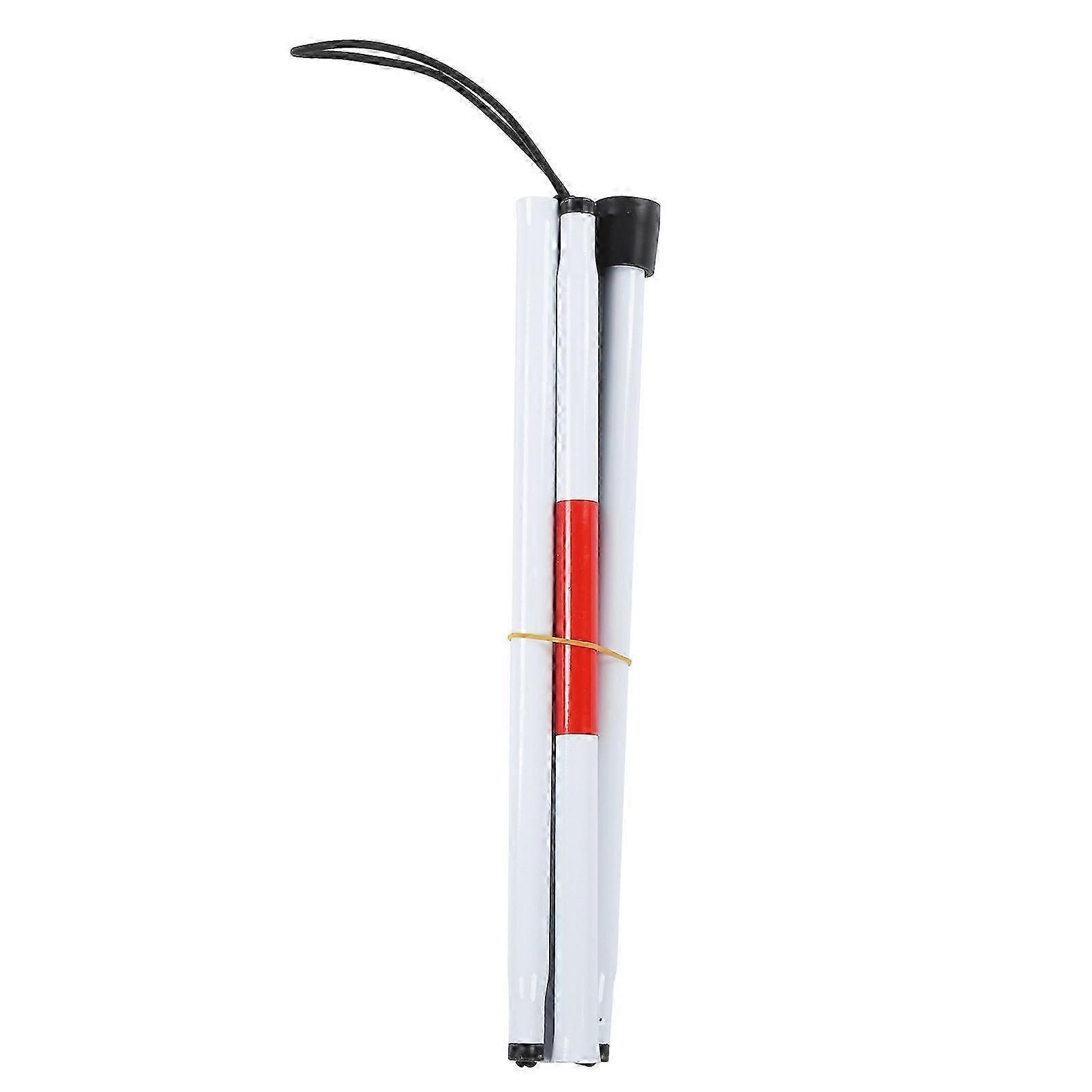 Foldable Cane Collapsible Reflective White and Red Walking Stick for Blind Visual Impaired