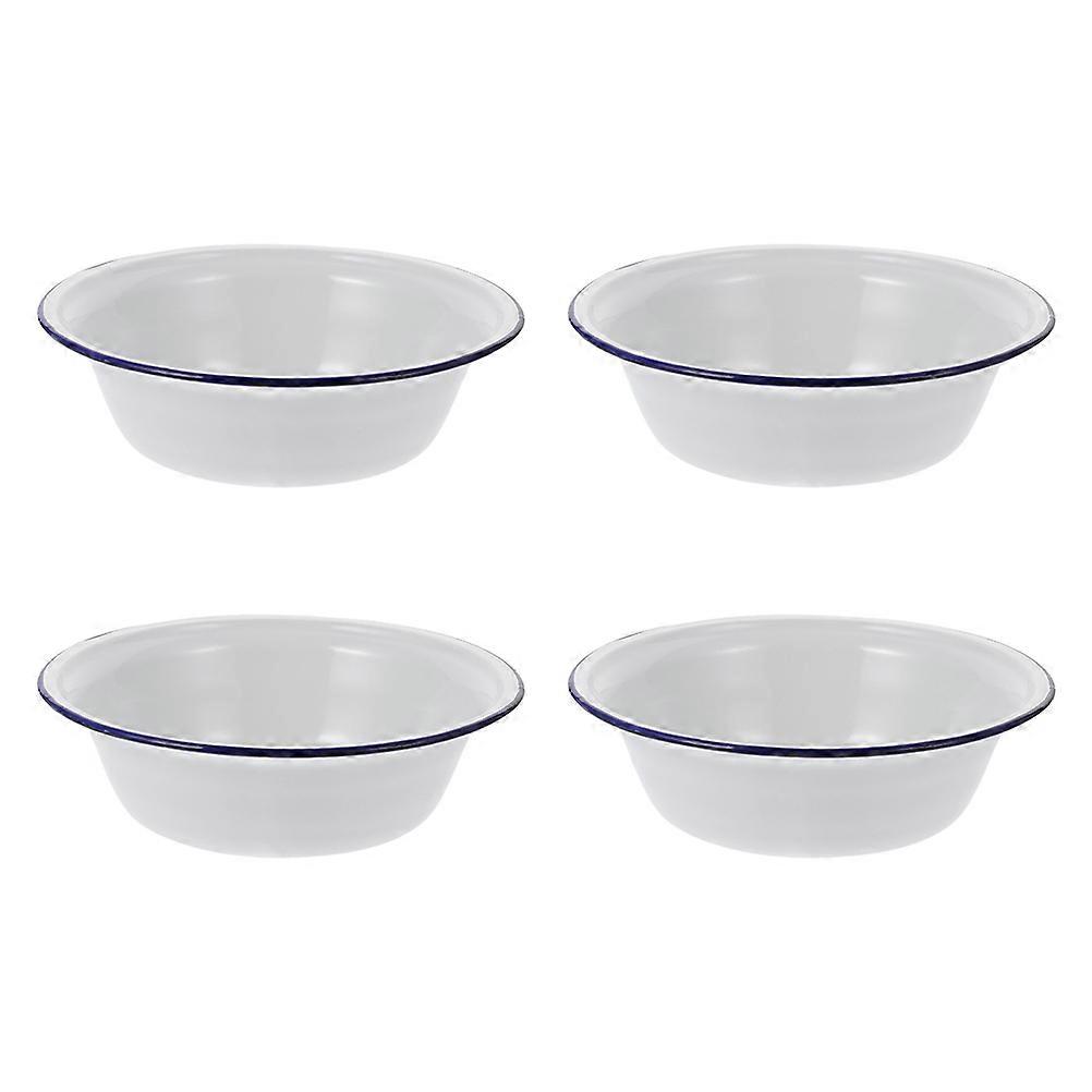 4Pcs Household Soup Bowls Enamel Soup Basins Practical Household Enamelware
