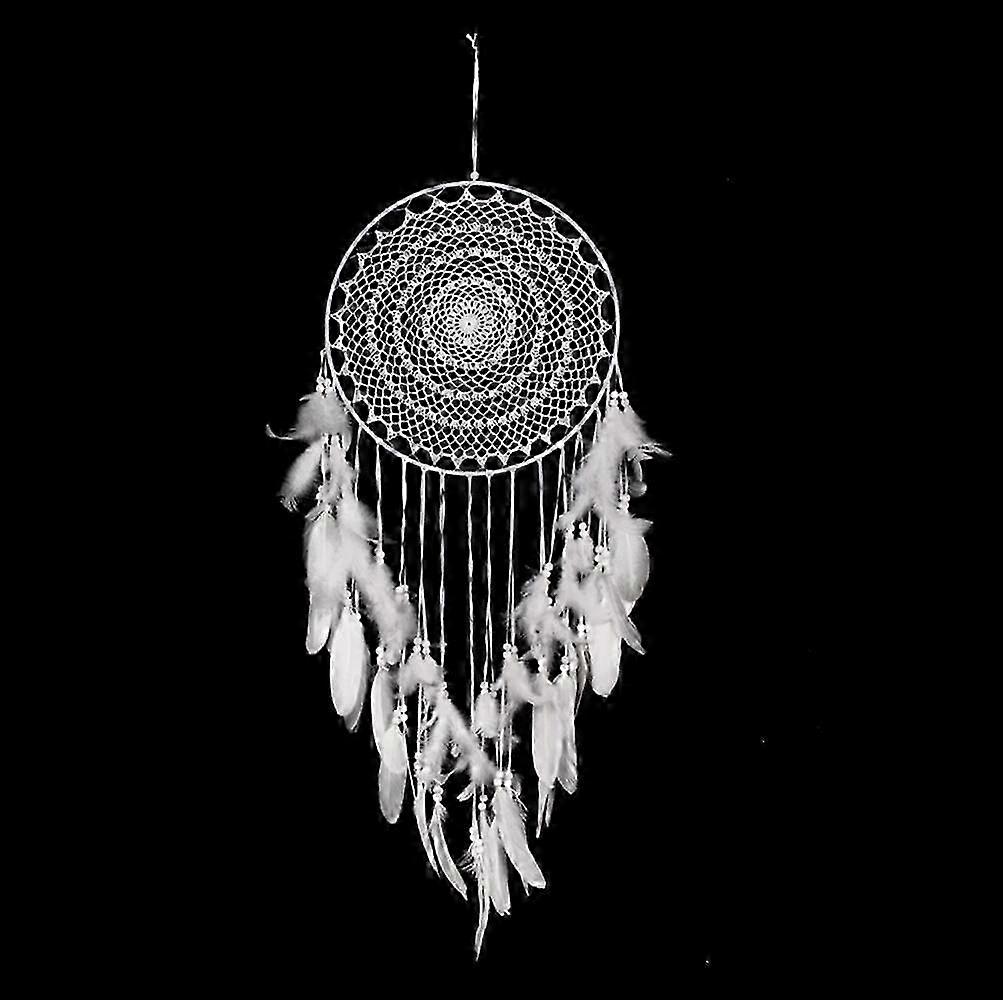 Large boho style dream catcher with white feathers,macrame wall hanging