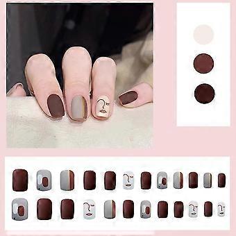Motif de visage Faux ongles courts Ultra-flexible Faux ongles durables