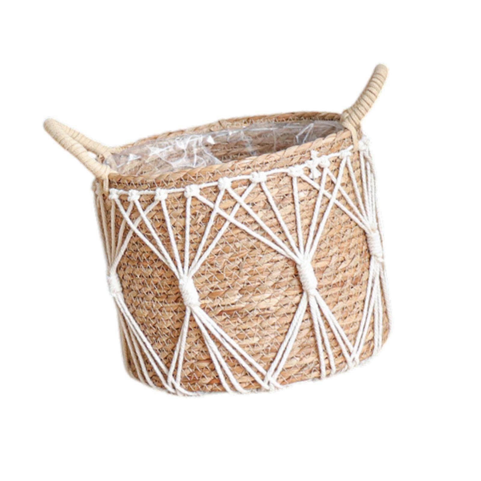 المنسوجة الغراس سلة الحرف اليدوية حقيبة الغسيل تخزين بن للنزهة في الأماكن المغلقة زهرة