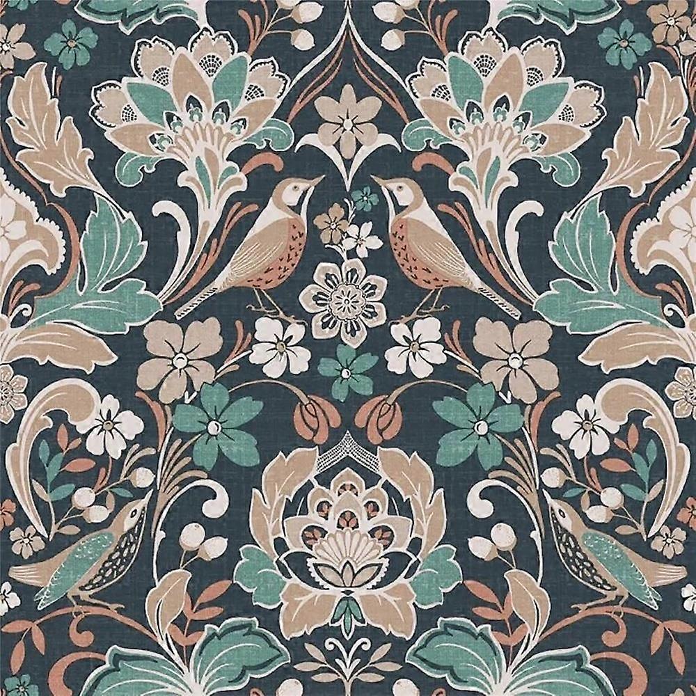 Arthouse Folk Floral navy Wallpaper